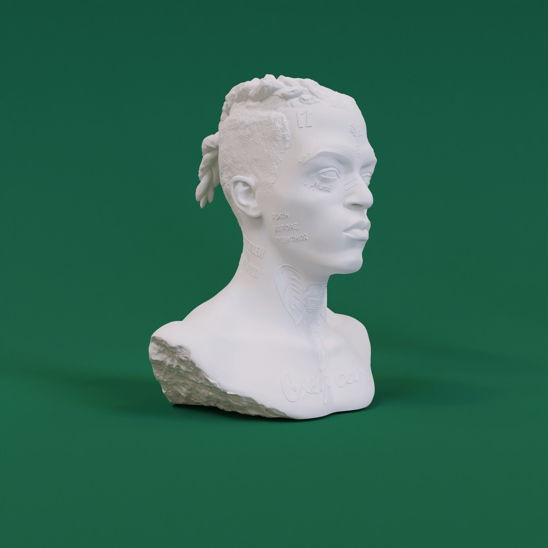 Raw Emotion Textured Hair Sculpture - Abstract SoundCloud Rap Art Bust for Moody Aesthetic Spaces