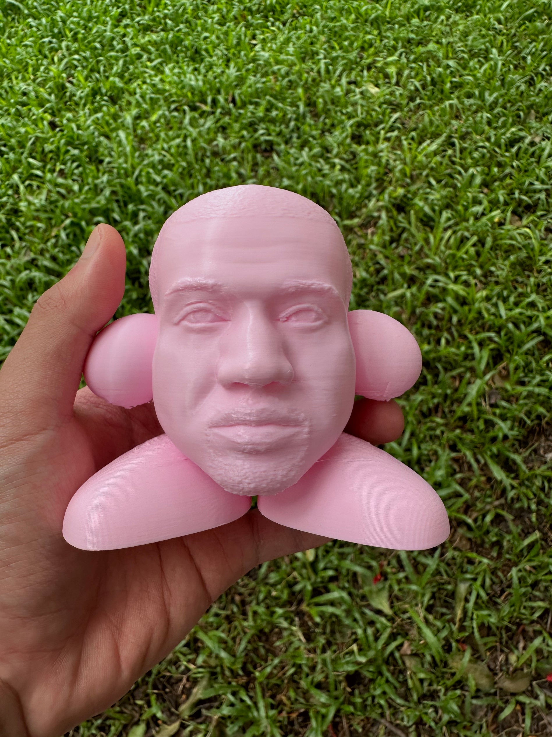 Handmade Abstract Kirby-Inspired Sculpture - Whimsical Cartoon Character Desk Decor for Home & Office