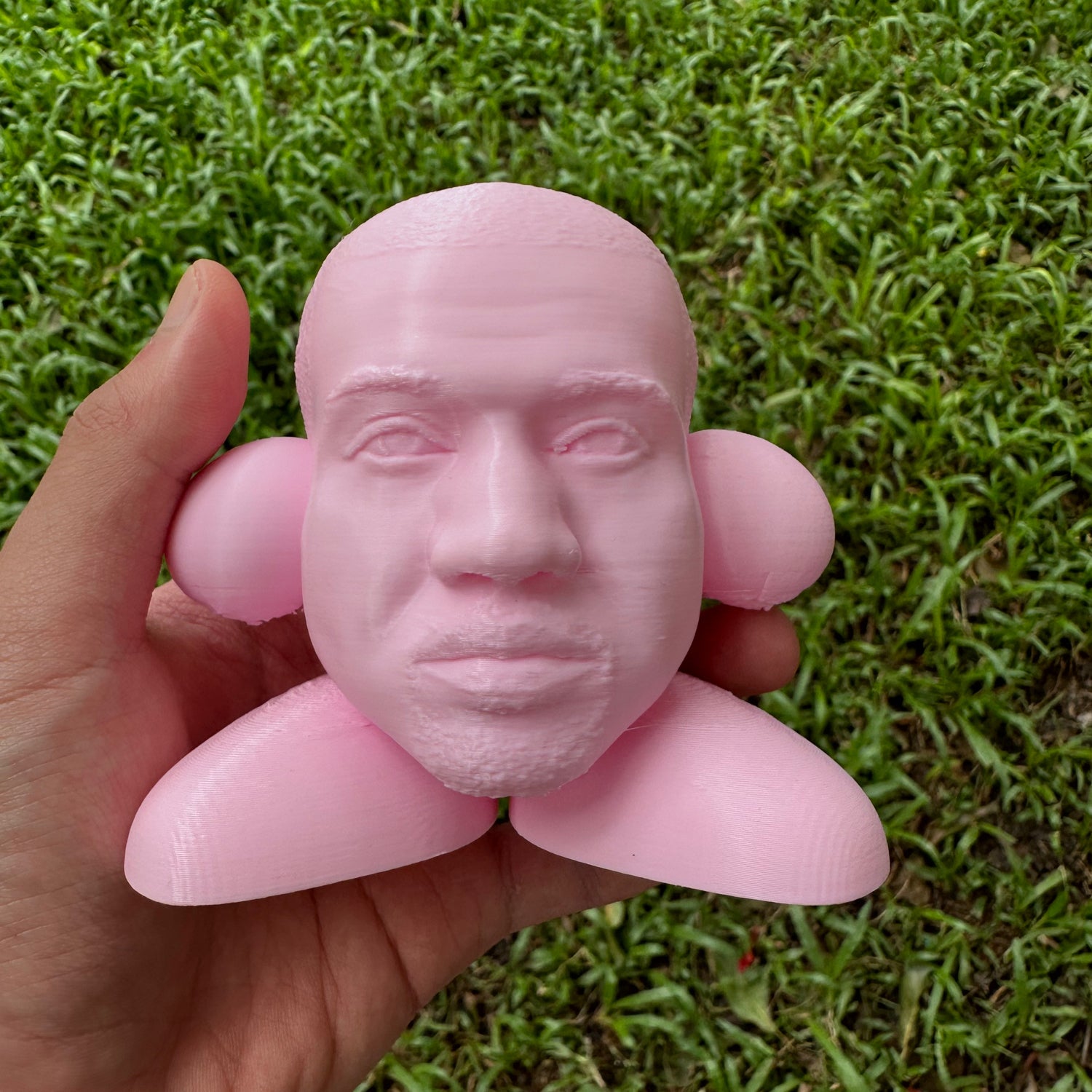 Handmade Abstract Kirby-Inspired Sculpture - Whimsical Cartoon Character Desk Decor for Home & Office
