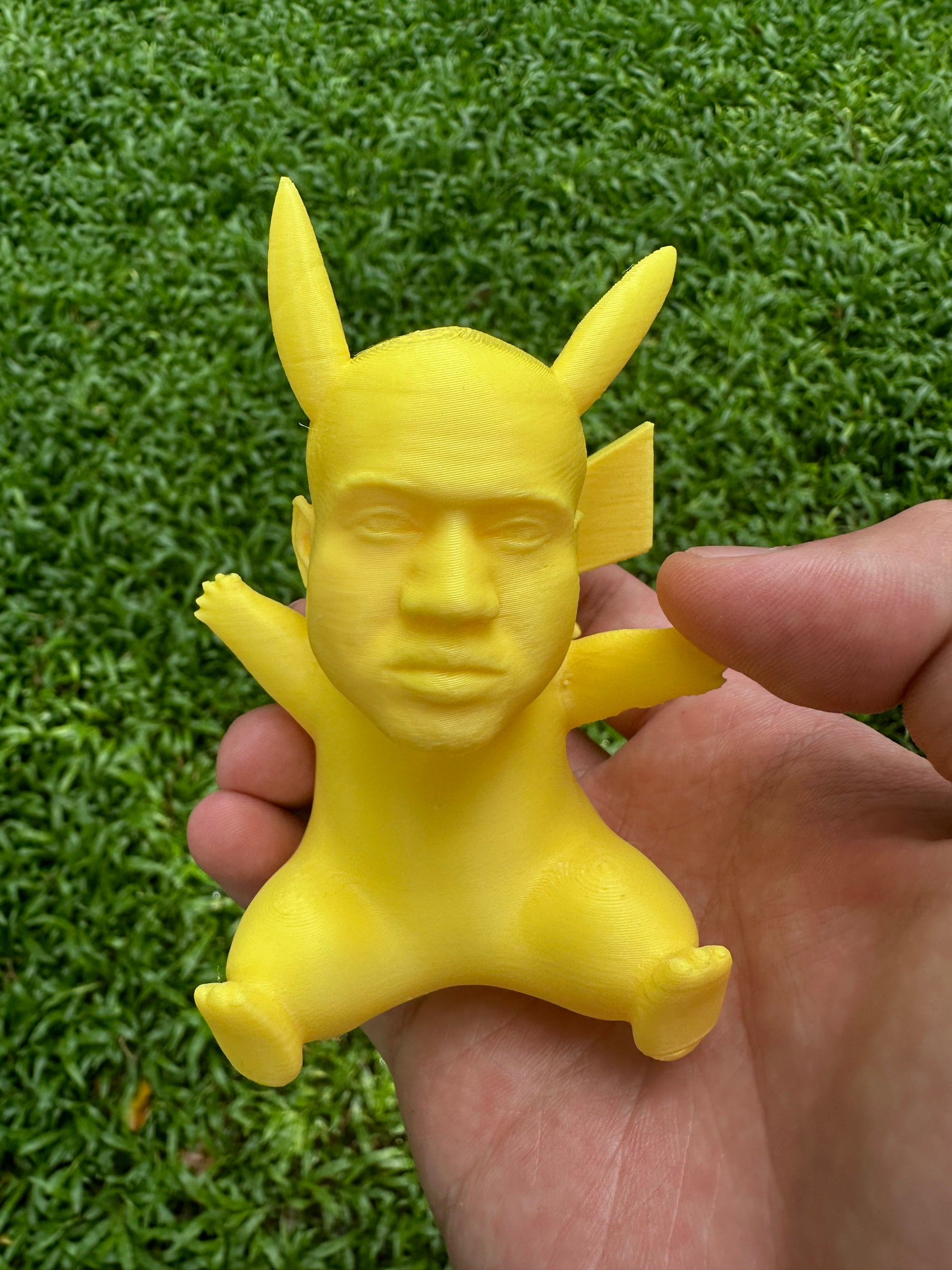 Retro-Futuristic Rapper & Cartoon Mashup Sculpture - Ironic HipHop Meme Culture Desk Toy for Pop Art Fans
