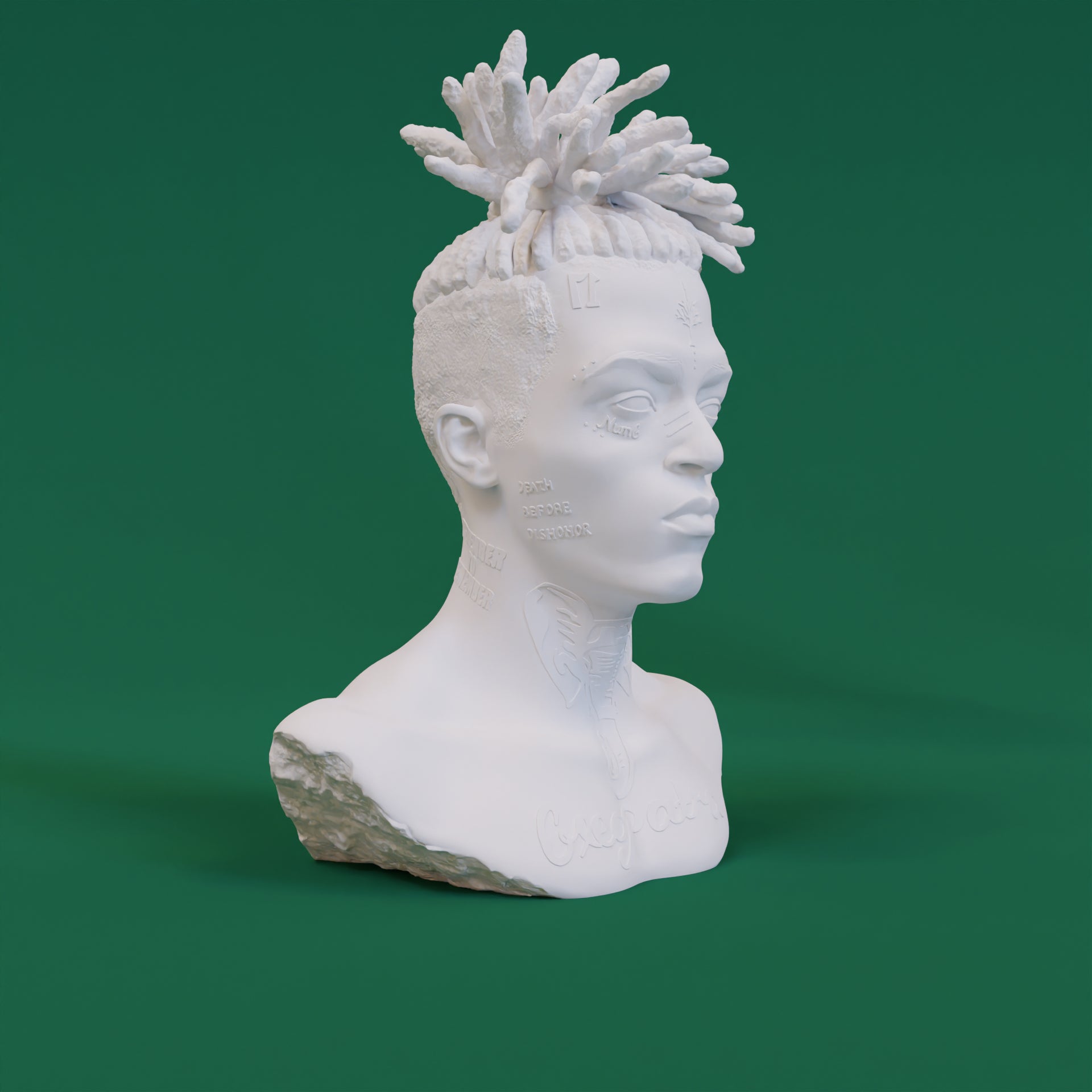 Emo Rap Culture Abstract Bust Sculpture - Melancholic Urban Art Decor for Music Therapy Spaces